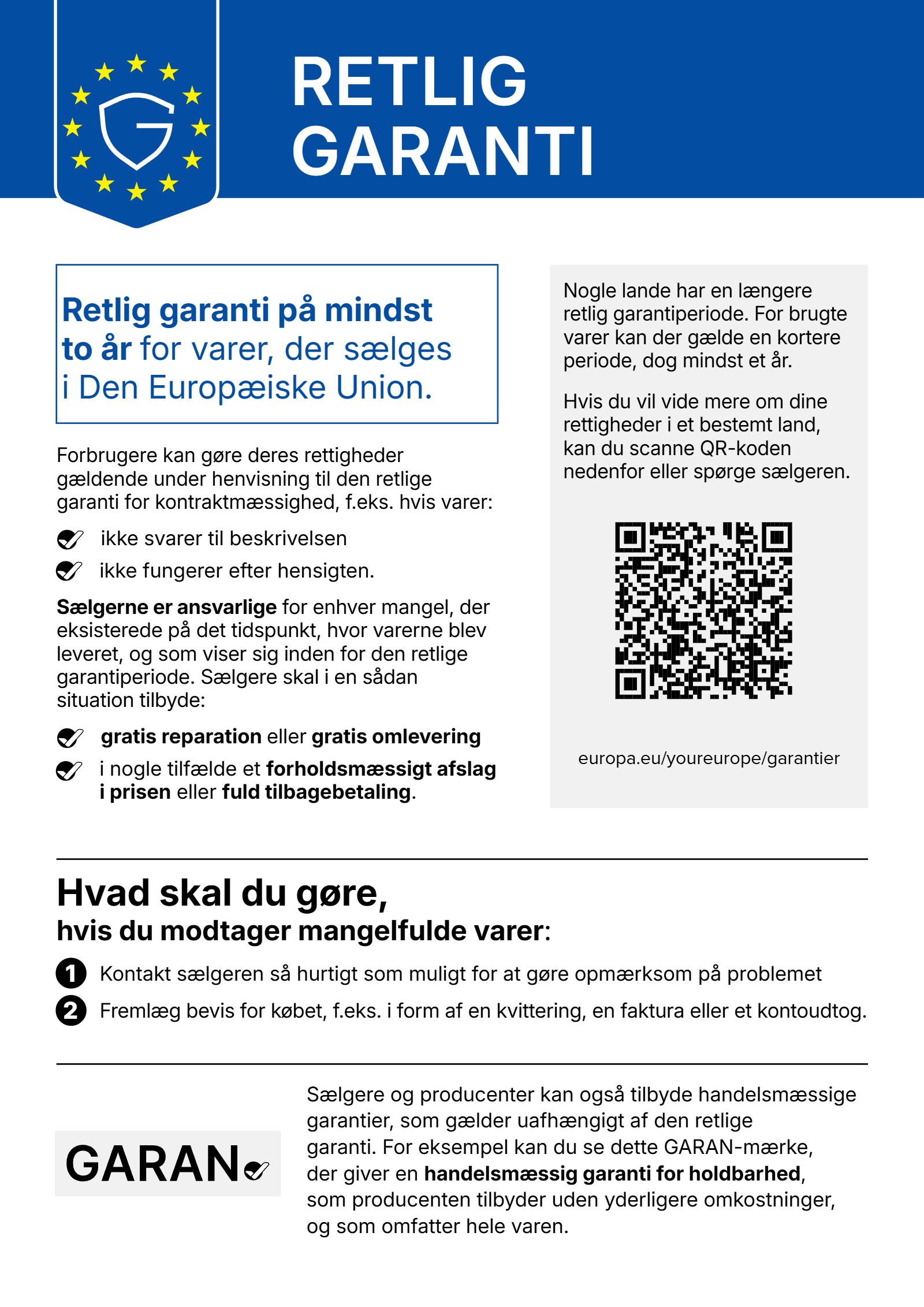EU-meddelelse om den lovbestemte garanti
