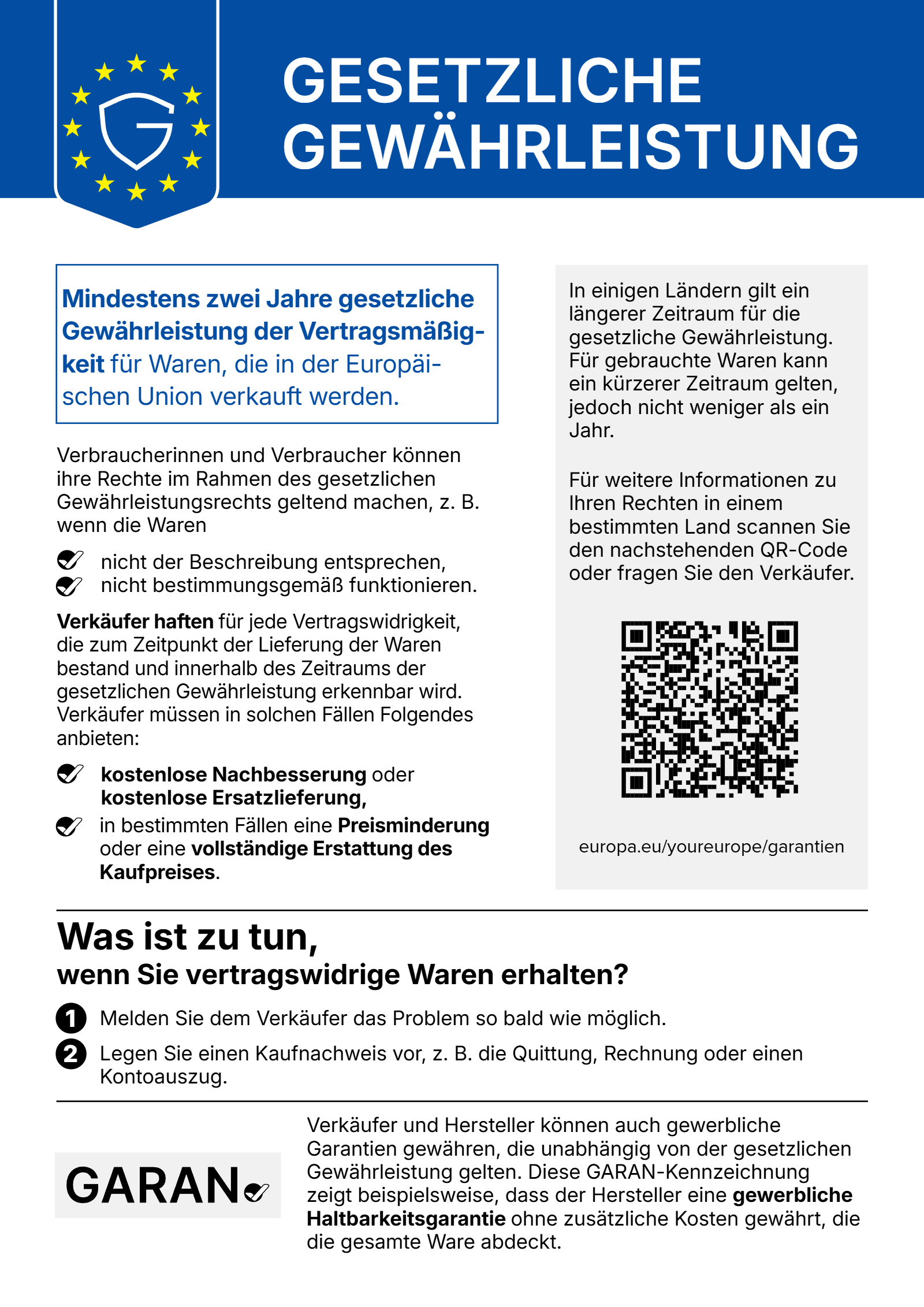 EU-Hinweis zur gesetzlichen Gewährleistung
