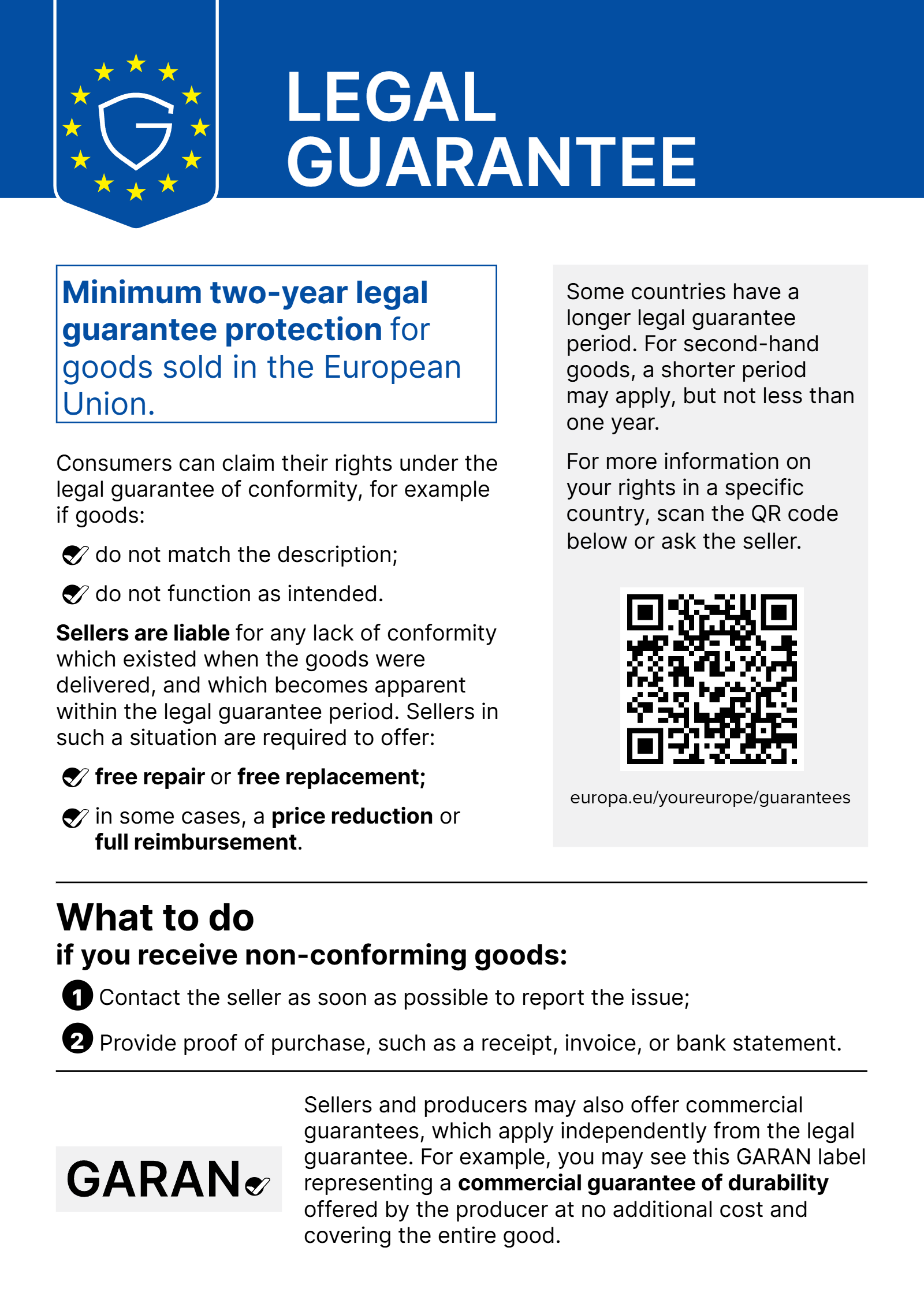EU notice on the legal guarantee
