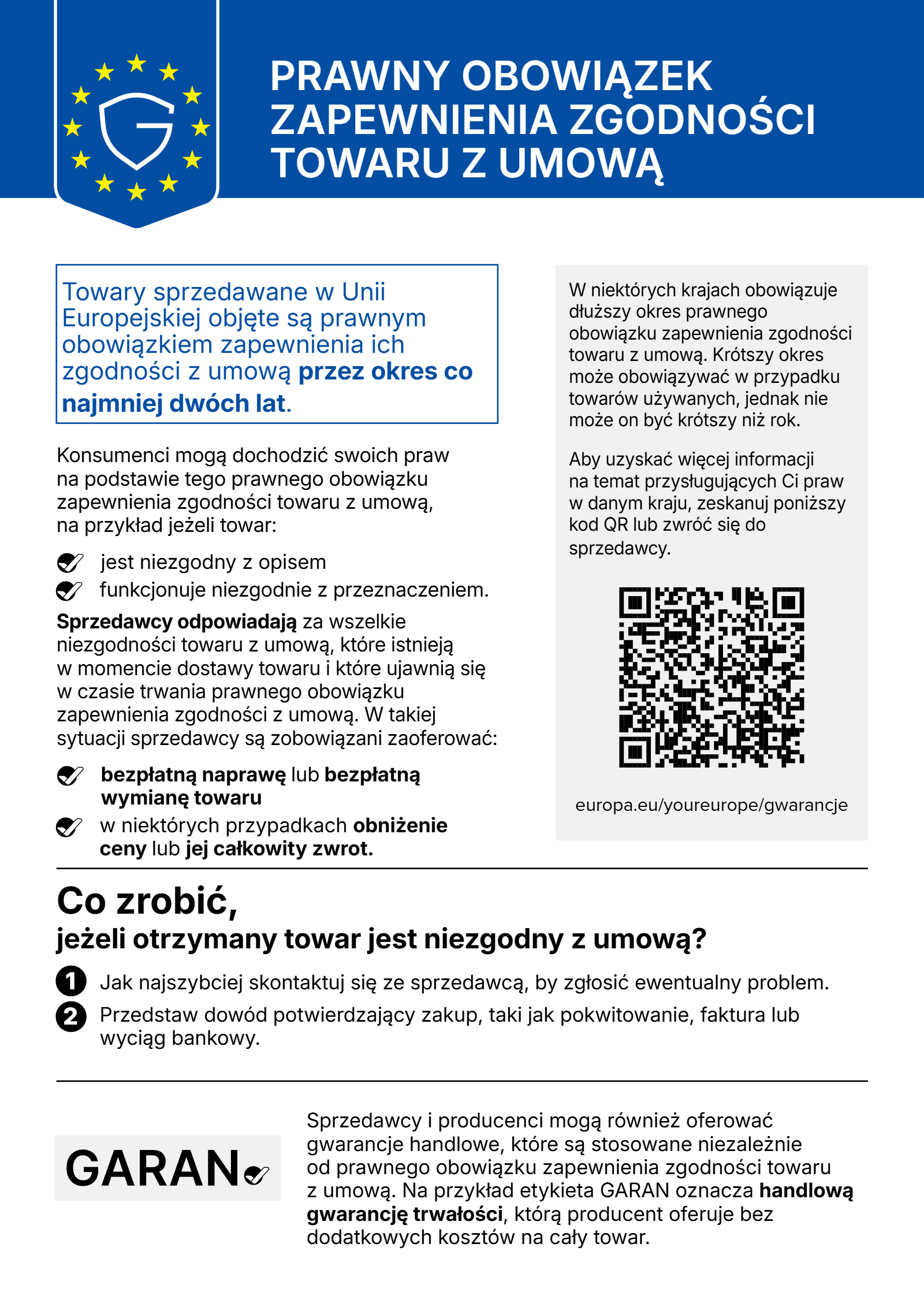 Unijne zawiadomienie o gwarancji prawnej