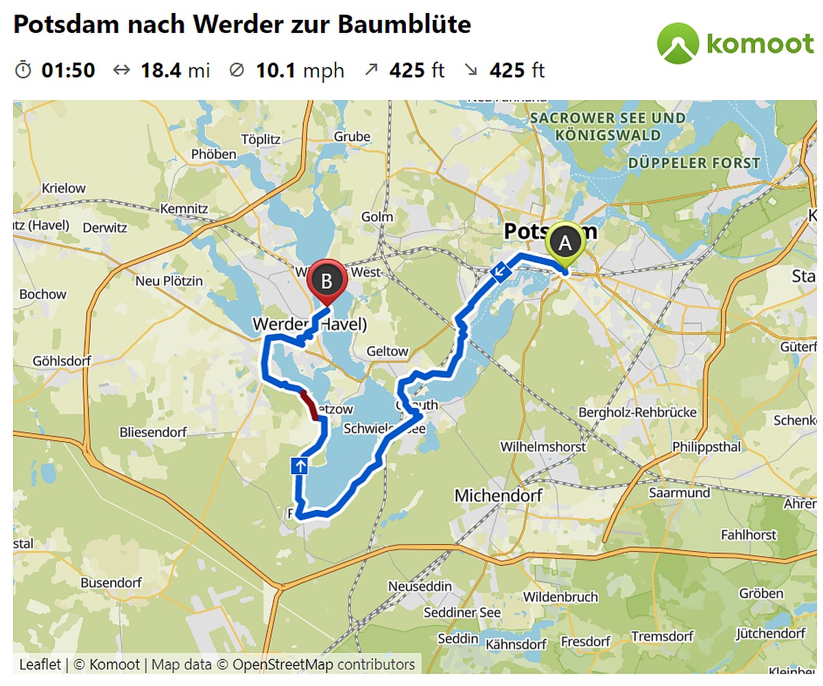 Diamant auf Reise: Fahrradtour Potsdam Werder Komoot Tour Diamantrad Blog